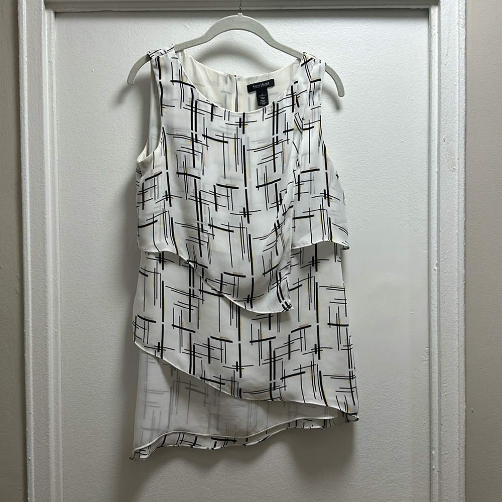 White House Black Market Assymetric Layered Shell, Size Small